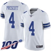 Wholesale Cheap Nike Cowboys #4 Dak Prescott White Men's Stitched NFL 100th Season Vapor Limited Jersey