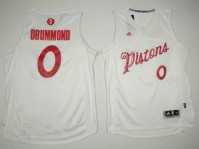 Wholesale Cheap Men\'s Detroit Pistons #0 Andre Drummond adidas White 2016 Christmas Day Stitched NBA Swingman Jersey