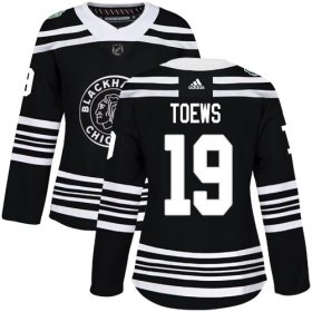 Wholesale Cheap Adidas Blackhawks #19 Jonathan Toews Black Authentic 2019 Winter Classic Women\'s Stitched NHL Jersey