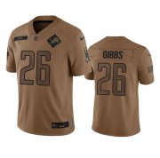 Wholesale Cheap Men's Detroit Lions #26 Jahmyr Gibbs 2023 Brown Salute To Service Limited Football Stitched Jersey