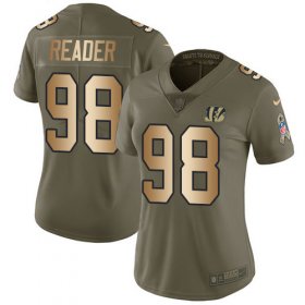 Wholesale Cheap Nike Bengals #98 D.J. Reader Olive/Gold Women\'s Stitched NFL Limited 2017 Salute To Service Jersey