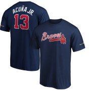 Wholesale Cheap Atlanta Braves #13 Ronald Acuna Jr. Majestic 2019 Postseason Name & Number T-Shirt Navy
