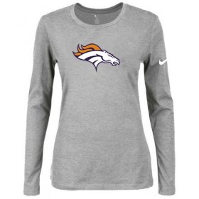 Wholesale Cheap Women\'s Nike Denver Broncos Of The City Long Sleeve Tri-Blend NFL T-Shirt Light Grey