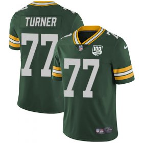 Wholesale Cheap Nike Packers #77 Billy Turner Green Team Color Men\'s 100th Season Stitched NFL Vapor Untouchable Limited Jersey
