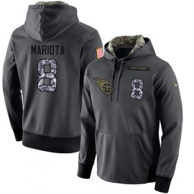 Wholesale Cheap NFL Men\'s Nike Tennessee Titans #8 Marcus Mariota Stitched Black Anthracite Salute to Service Player Performance Hoodie