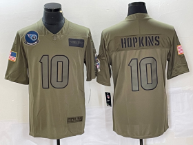 Wholesale Cheap Men\'s Tennessee Titans #10 DeAndre Hopkins NEW Olive 2019 Salute To Service Stitched Nike Limited Jersey
