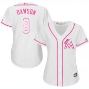 Wholesale Cheap Marlins #8 Andre Dawson White/Pink Fashion Women's Stitched MLB Jersey
