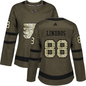 Wholesale Cheap Adidas Flyers #88 Eric Lindros Green Salute to Service Women\'s Stitched NHL Jersey