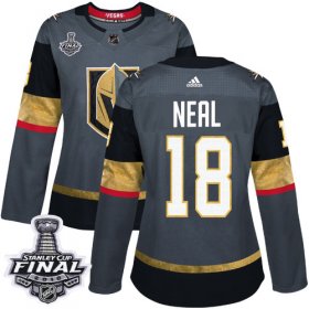 Wholesale Cheap Adidas Golden Knights #18 James Neal Grey Home Authentic 2018 Stanley Cup Final Women\'s Stitched NHL Jersey