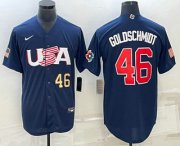 Cheap Men's USA Baseball #46 Paul Goldschmidt Number 2023 Navy World Baseball Classic Stitched Jersey