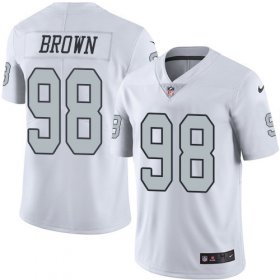 Wholesale Cheap Nike Raiders #98 Trent Brown White Men\'s Stitched NFL Limited Rush Jersey