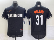 Wholesale Cheap Men's Baltimore Orioles #31 Cedric Mullins Black 2023 City Connect Flex Base Stitched Jersey 1