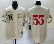 Wholesale Cheap Men's Texas Rangers #53 Adolis Garcia Number Cream 2023 City Connect Cool Base Stitched Jersey1