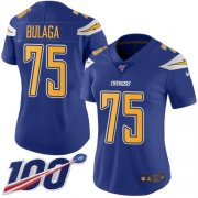 Wholesale Cheap Nike Chargers #75 Bryan Bulaga Electric Blue Women's Stitched NFL Limited Rush 100th Season Jersey
