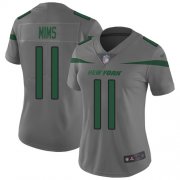 Wholesale Cheap Nike Jets #11 Denzel Mim Gray Women's Stitched NFL Limited Inverted Legend Jersey