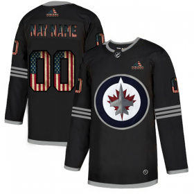 Wholesale Cheap Winnipeg Jets Custom Adidas Men\'s Black USA Flag Limited NHL Jersey