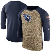 Wholesale Cheap Men's Tennessee Titans Nike Camo Navy Salute to Service Sideline Legend Performance Three-Quarter Sleeve T-Shirt
