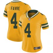 Wholesale Cheap Nike Packers #4 Brett Favre Yellow Women's Stitched NFL Limited Rush Jersey