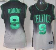 Wholesale Cheap Boston Celtics #9 Rajon Rondo Black/Gray Fadeaway Fashion Womens Jersey