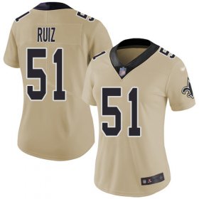 Wholesale Cheap Nike Saints #51 Cesar Ruiz Gold Women\'s Stitched NFL Limited Inverted Legend Jersey