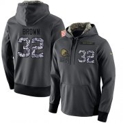 Wholesale Cheap NFL Men's Nike Cleveland Browns #32 Jim Brown Stitched Black Anthracite Salute to Service Player Performance Hoodie