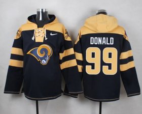 Wholesale Cheap Nike Rams #99 Aaron Donald Navy Blue Player Pullover NFL Hoodie