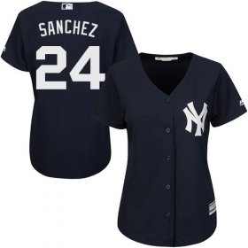 Wholesale Cheap Yankees #24 Gary Sanchez Navy Blue Women\'s Alternate Stitched MLB Jersey
