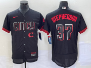 Wholesale Cheap Men's Cincinnati Reds #37 Tyler Stephenson Black 2023 City Connect Flex Base Stitched Jersey