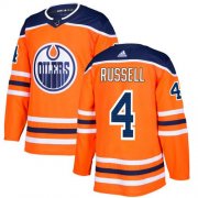 Wholesale Cheap Adidas Oilers #4 Kris Russell Orange Home Authentic Stitched NHL Jersey