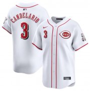 Cheap Men's Cincinnati Reds #3 Jeimer Candelario White Home Limited Stitched Baseball Jersey