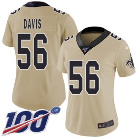 Wholesale Cheap Nike Saints #56 DeMario Davis Gold Women\'s Stitched NFL Limited Inverted Legend 100th Season Jersey