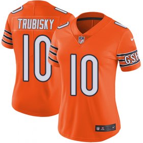 Wholesale Cheap Nike Bears #10 Mitchell Trubisky Orange Women\'s Stitched NFL Limited Rush Jersey