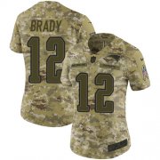 Wholesale Cheap Nike Patriots #12 Tom Brady Camo Women's Stitched NFL Limited 2018 Salute to Service Jersey