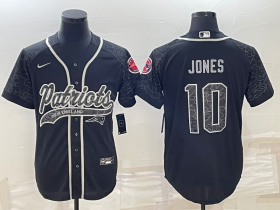 Wholesale Cheap Men\'s New England Patriots #10 Mac Jones Black Reflective With Patch Cool Base Stitched Baseball Jersey