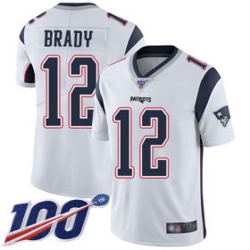 Wholesale Cheap Nike Patriots #12 Tom Brady White Men\'s Stitched NFL 100th Season Vapor Limited Jersey