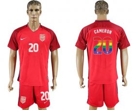 Wholesale Cheap USA #20 Cameron Red Rainbow Soccer Country Jersey