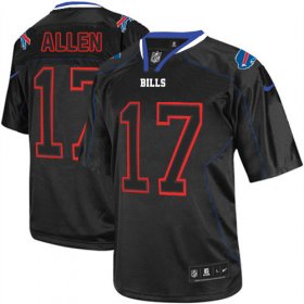 Wholesale Cheap Nike Bills #17 Josh Allen Lights Out Black Men\'s Stitched NFL Elite Jersey