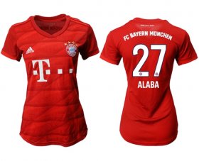 Wholesale Cheap Women\'s Bayern Munchen #27 Alaba Home Soccer Club Jersey