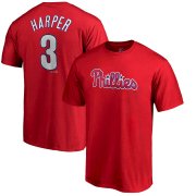 Wholesale Cheap Philadelphia Phillies #3 Bryce Harper Majestic Official Name & Number T-Shirt Red