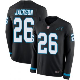 Wholesale Cheap Nike Panthers #26 Donte Jackson Black Team Color Men\'s Stitched NFL Limited Therma Long Sleeve Jersey