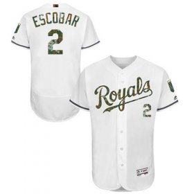 Wholesale Cheap Royals #2 Alcides Escobar White Flexbase Authentic Collection Memorial Day Stitched MLB Jersey