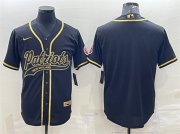 Wholesale Cheap Men's New England Patriots Blank Black Gold With Patch Cool Base Stitched Baseball Jersey