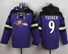 Wholesale Cheap Nike Ravens #9 Justin Tucker Purple Player Pullover NFL Hoodie