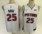 Wholesale Cheap Men's Detroit Pistons #25 Derrick Rose New White 2019 Nike Swingman Stitched NBA Jersey With The Sponsor Logo