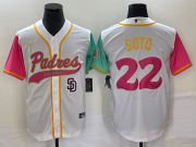 Wholesale Cheap Men's San Diego Padres #22 Juan Soto White NEW 2023 City Connect Cool Base Stitched Jersey1