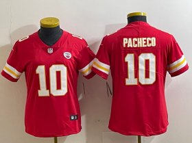 Cheap Women\'s Kansas City Chiefs #10 Isiah Pacheco Red Vapor Football Stitched Jersey(Run Small)