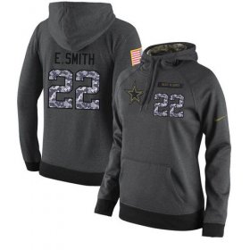 Wholesale Cheap NFL Women\'s Nike Dallas Cowboys #22 Emmitt Smith Stitched Black Anthracite Salute to Service Player Performance Hoodie