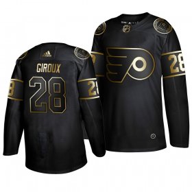 Wholesale Cheap Adidas Flyers #28 Claude Giroux Men\'s 2019 Black Golden Edition Authentic Stitched NHL Jersey