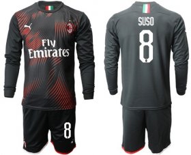 Wholesale Cheap AC Milan #8 Suso Third Long Sleeves Soccer Club Jersey