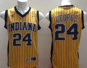Wholesale Cheap Indiana Pacers #24 Paul George Yellow With Pinstripe Swingman Throwback Jersey